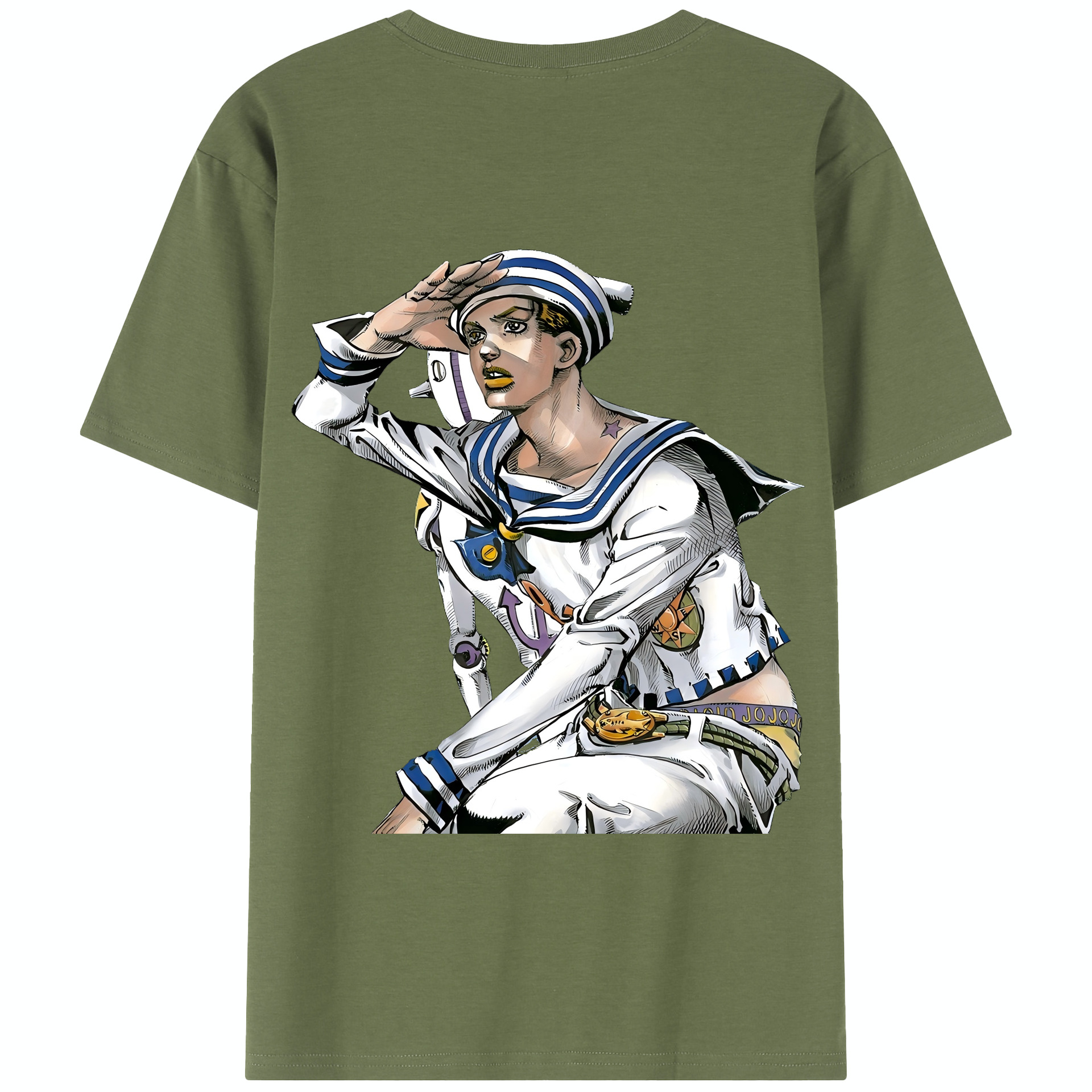 （画像用） ジョジョの奇妙な冒険 東方定助 JoJo's Bizarre Adventure Higashikata Josuke 綿100％半袖Tシャツ（背面プリント）